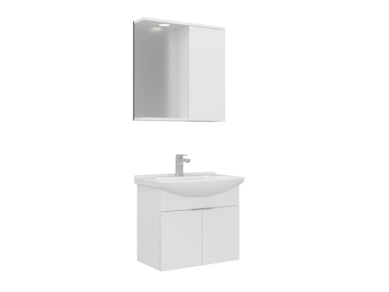 Wastafelmeubel met spiegel (2-delig) "Purus 65" - 65 x 50 x 58 cm - Wit