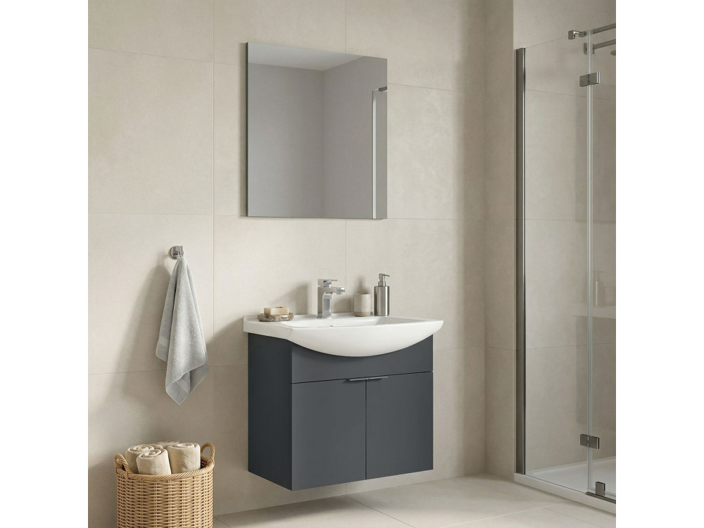 Wastafelmeubel met spiegel (2-delig) "Purus 65" - 65 x 50 x 58 cm - Mat antraciet
