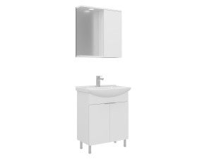 Wastafelmeubel met spiegel (2-delig) "Purus 65" - 65 x 50 x 83 cm - Wit