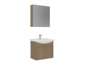 Wastafelmeubel met spiegel (2-delig) "Purus 65" - 65 x 50 x 58 cm - eiken