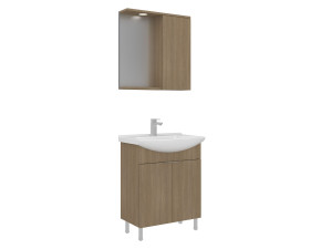 Wastafelmeubel met spiegel (2-delig) "Purus 65" - 65 x 50 x 83 cm - Eiken