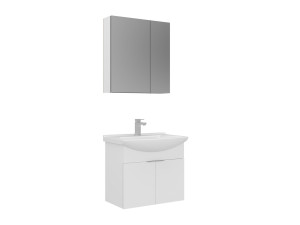 Wastafelmeubel met spiegel (2-delig) "Purus 65" - 65 x 50 x 58 cm - Wit