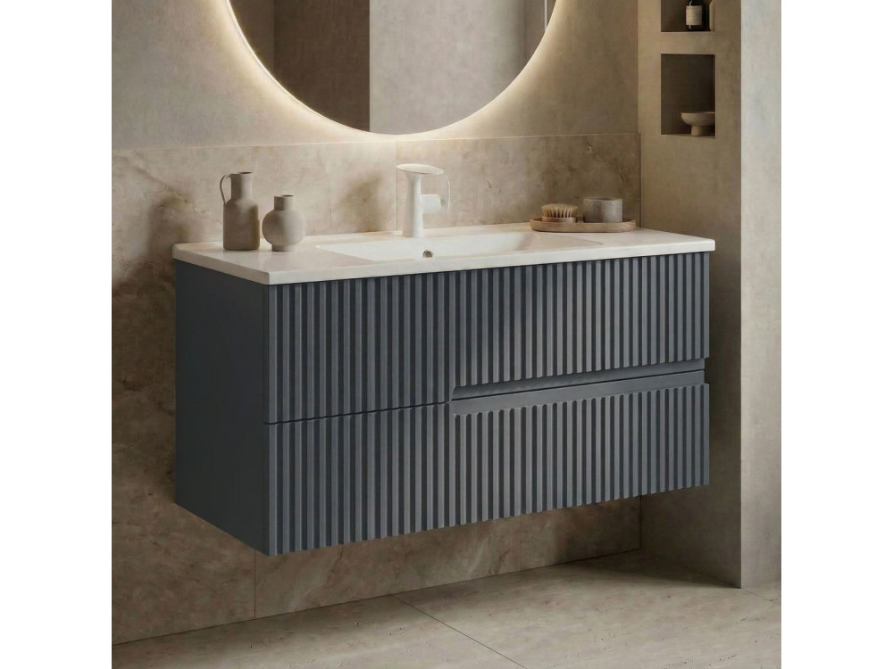 Wastafelmeubel "Moonlight 90 v2" - 91 x 51 x 51 cm - Mat antraciet