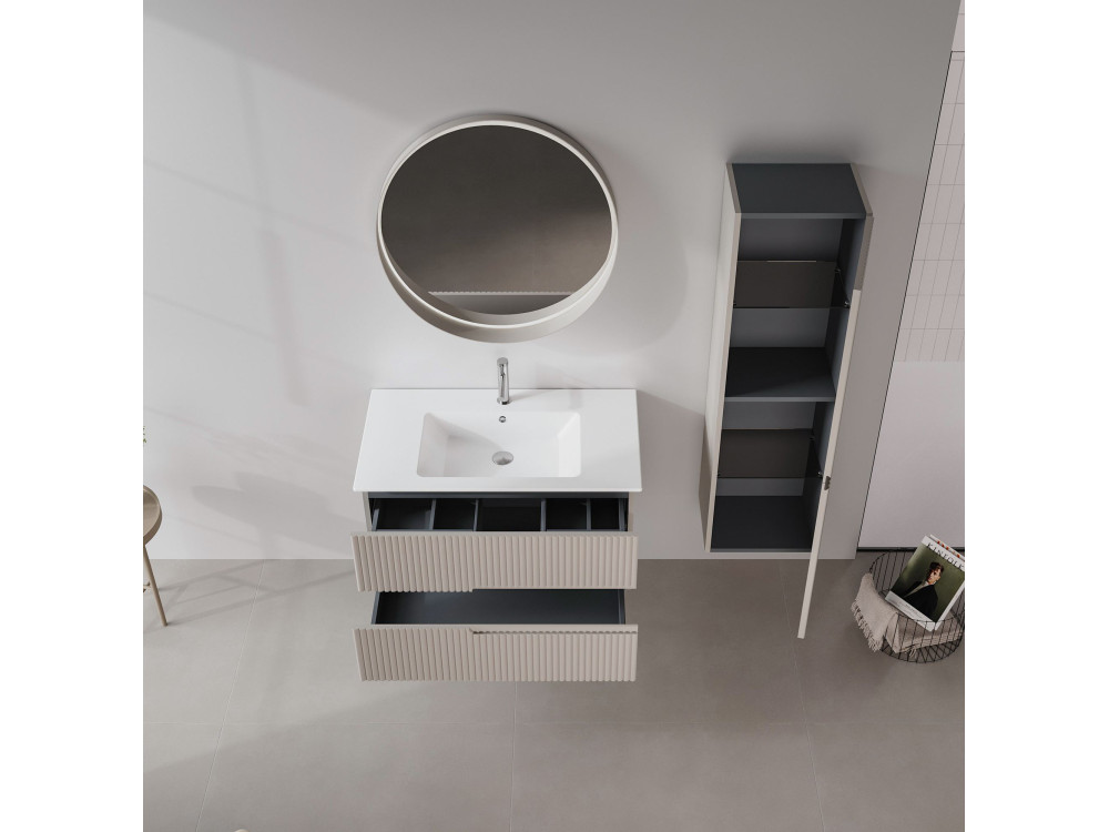 Wastafelmeubel "Moonlight 90 v2" - 91 x 51 x 51 cm - Matte Mink
