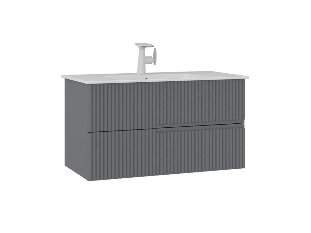 Wastafelmeubel "Moonlight 90 v2" - 91 x 51 x 51 cm - Matte Grey