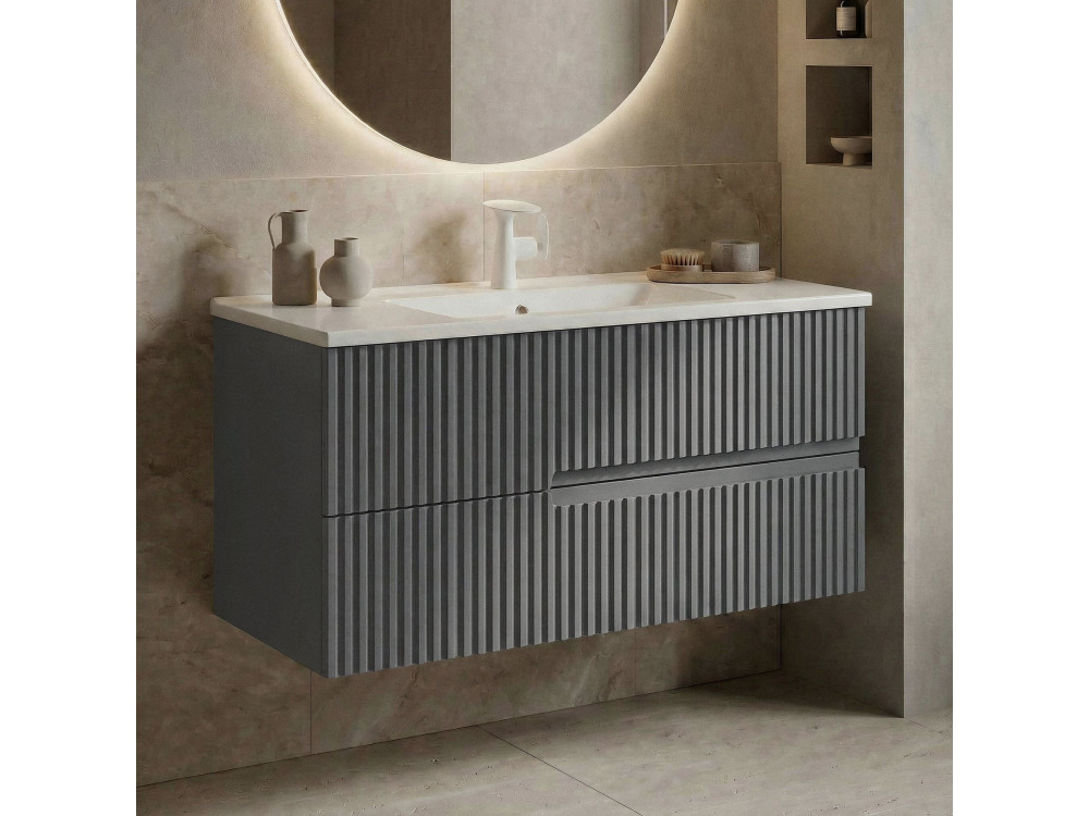 Wastafelmeubel "Moonlight 90 v2" - 91 x 51 x 51 cm - Matte Grey