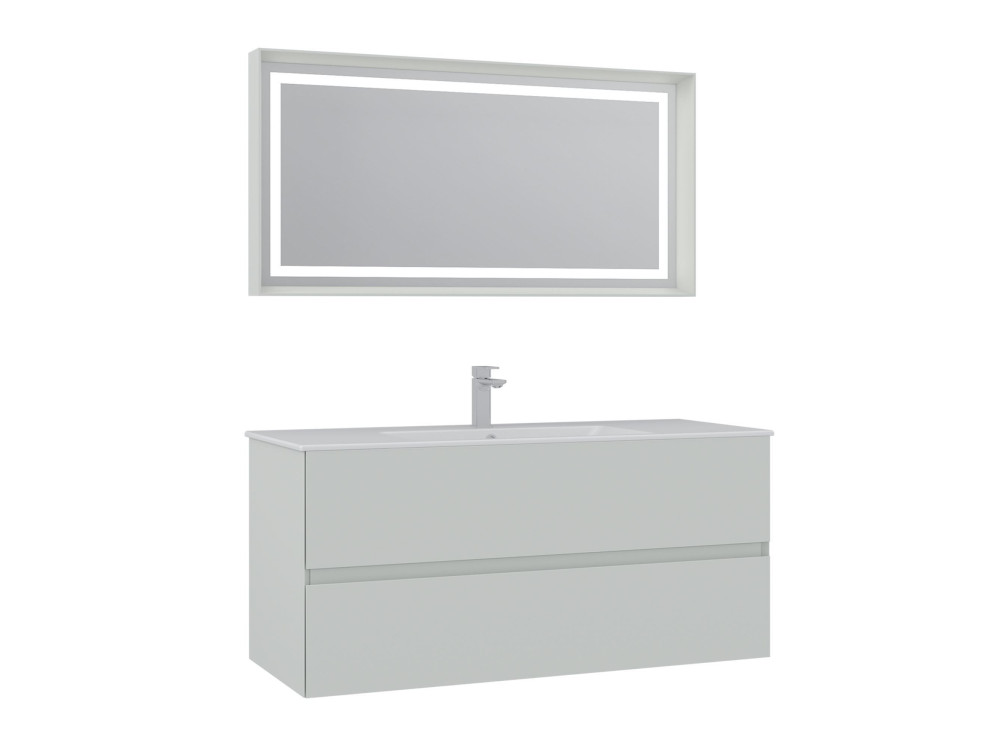 Wastafelmeubel met spiegel (2-delig) "Nest 121 v2" - 121 x 51 x 55 cm - Matte Cashmere