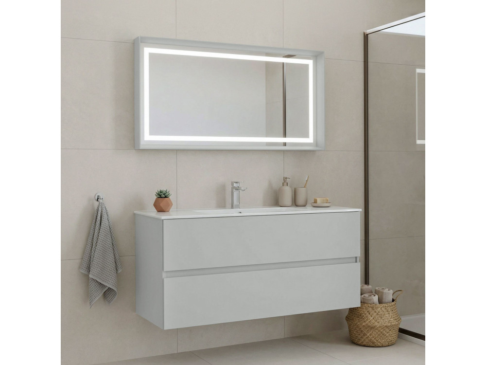 Wastafelmeubel met spiegel (2-delig) "Nest 121 v2" - 121 x 51 x 55 cm - Matte Cashmere