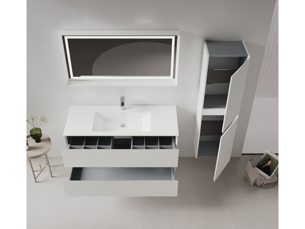 Wastafelmeubel met spiegel (2-delig) "Nest 121 v2" - 121 x 51 x 55 cm - Matte Cashmere