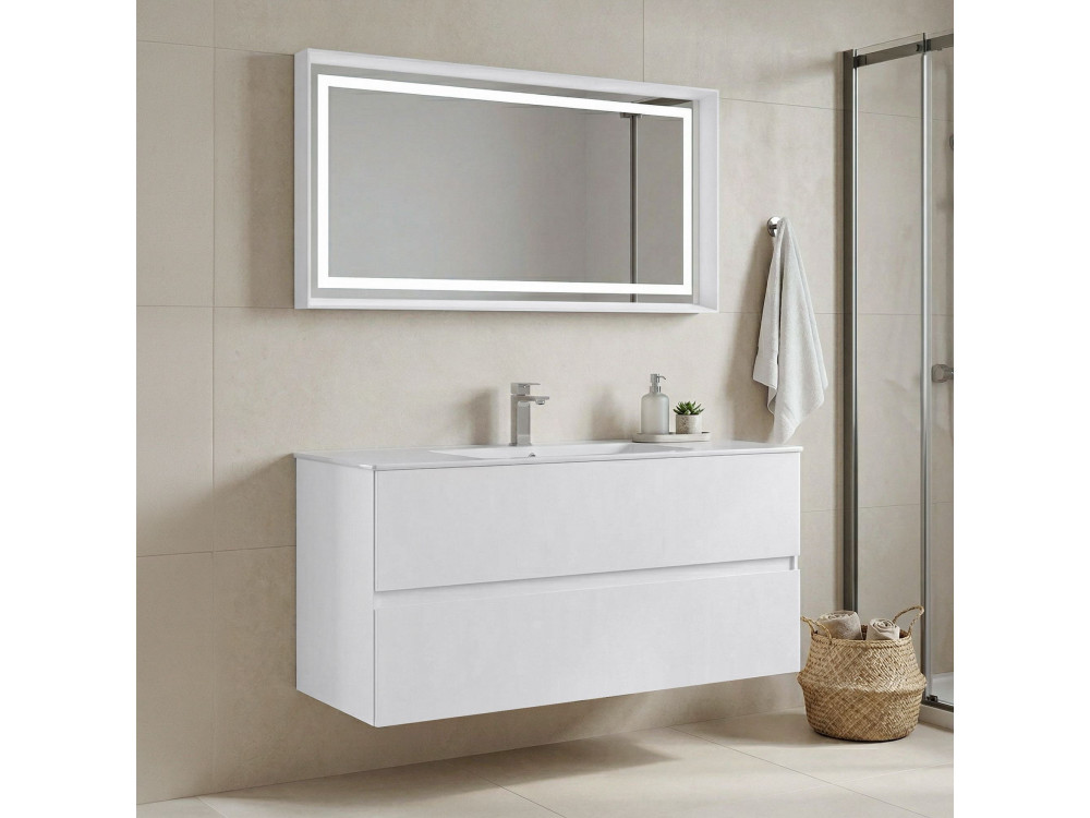 Wastafelmeubel met spiegel (2-delig) "Nest 121 v2" - 121 x 51 x 55 cm - Matwit