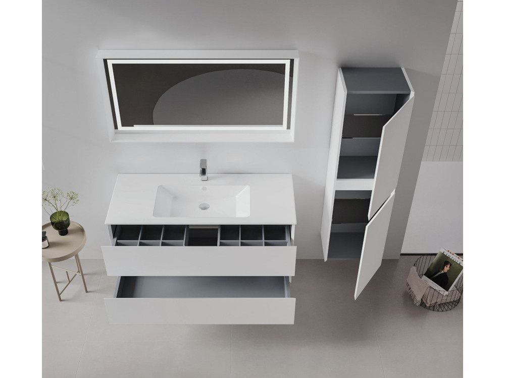 Wastafelmeubel met spiegel (2-delig) "Nest 121 v2" - 121 x 51 x 55 cm - Matwit