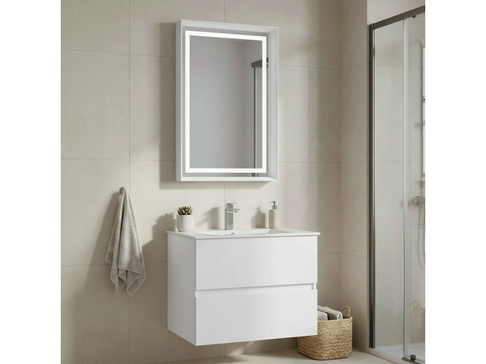 Wastafelmeubel met spiegel (2-delig) "Nest 71 v2" - 71 x 51 x 55 cm - Matwit