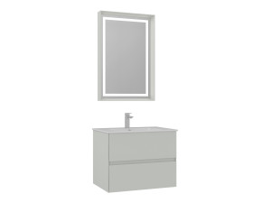 Wastafelmeubel met spiegel (2-delig) "Nest 71 v2" - 71 x 51 x 55 cm - Matte Cashmere