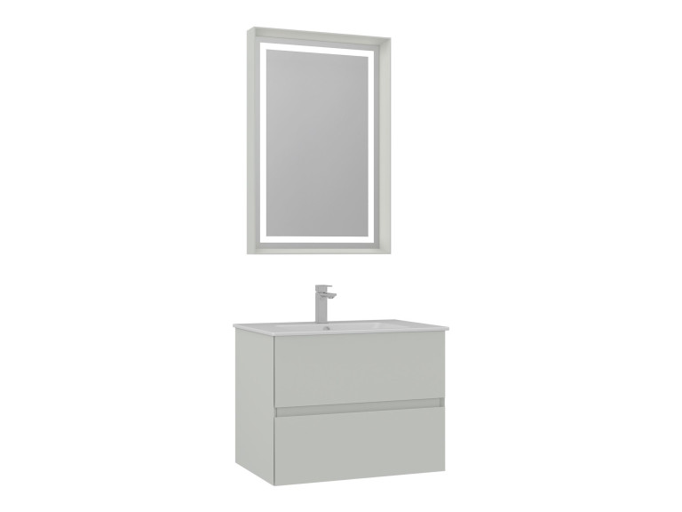 Wastafelmeubel met spiegel (2-delig) "Nest 71 v2" - 71 x 51 x 55 cm - Matte Cashmere