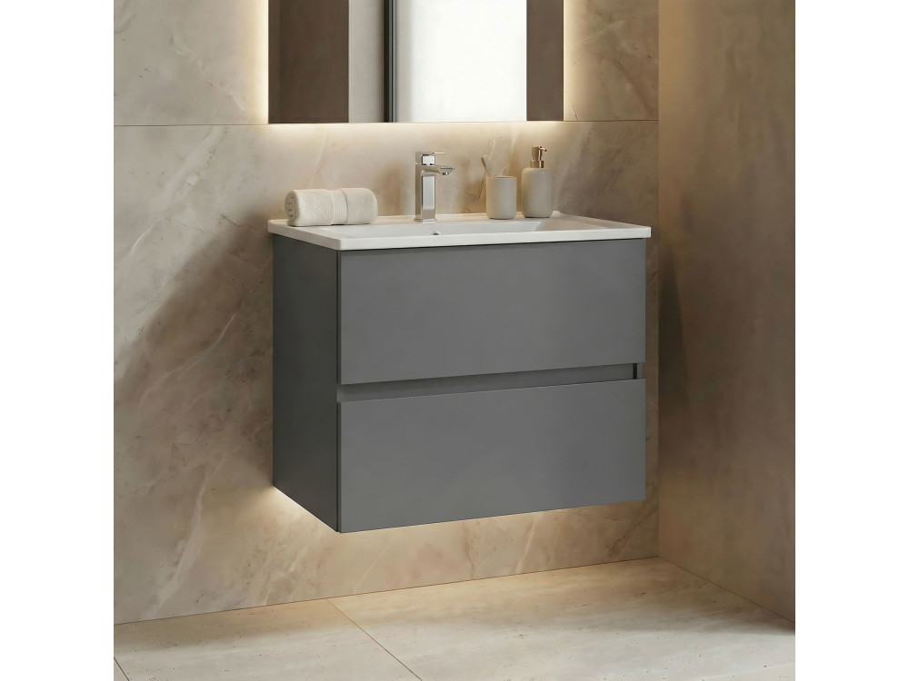 Wastafelmeubel "Nest 71 v2" - 71 x 51 x 55 cm - Matgrijs