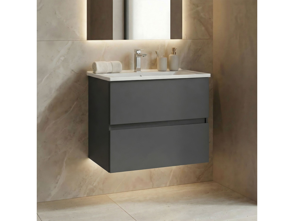 Wastafelmeubel "Nest 71 v2" - 71 x 51 x 55 cm - Mat antraciet