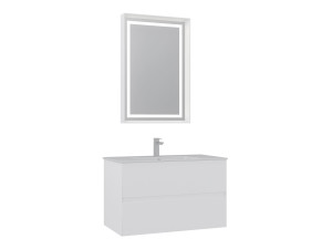 Wastafelmeubel met spiegel (2-delig) "Nest 91 v2" - 91 x 51 x 55 cm - Matwit