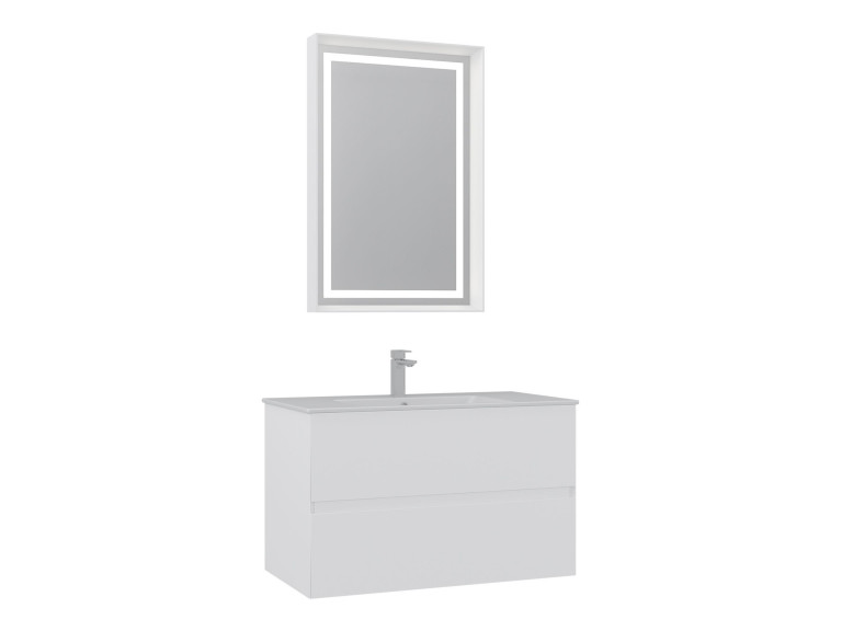 Wastafelmeubel met spiegel (2-delig) "Nest 91 v2" - 91 x 51 x 55 cm - Matwit