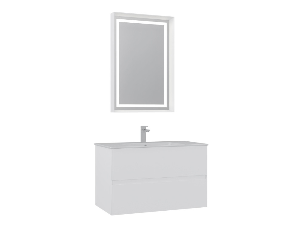Wastafelmeubel met spiegel (2-delig) "Nest 91 v2" - 91 x 51 x 55 cm - Matwit