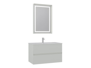 Wastafelmeubel met spiegel (2-delig) "Nest 91 v2" - 91 x 51 x 55 cm - Matte Cashmere