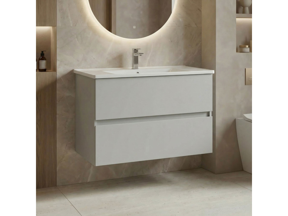 Wastafelmeubel "Nest 91 v2" - 91 x 51 x 55 cm - Matte Cashmere