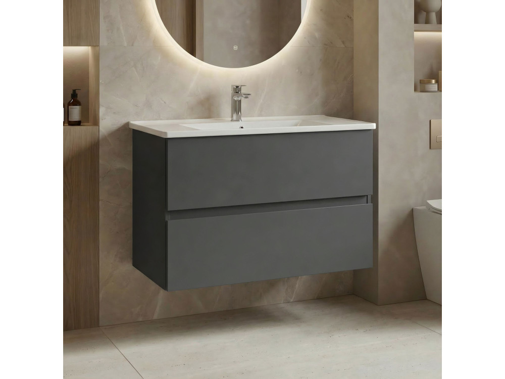 Wastafelmeubel "Nest 91 v2" - 91 x 51 x 55 cm - Mat antraciet