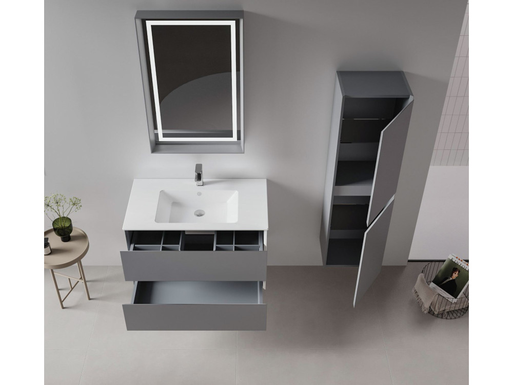 Wastafelmeubel "Nest 91 v2" - 91 x 51 x 55 cm - Matgrijs