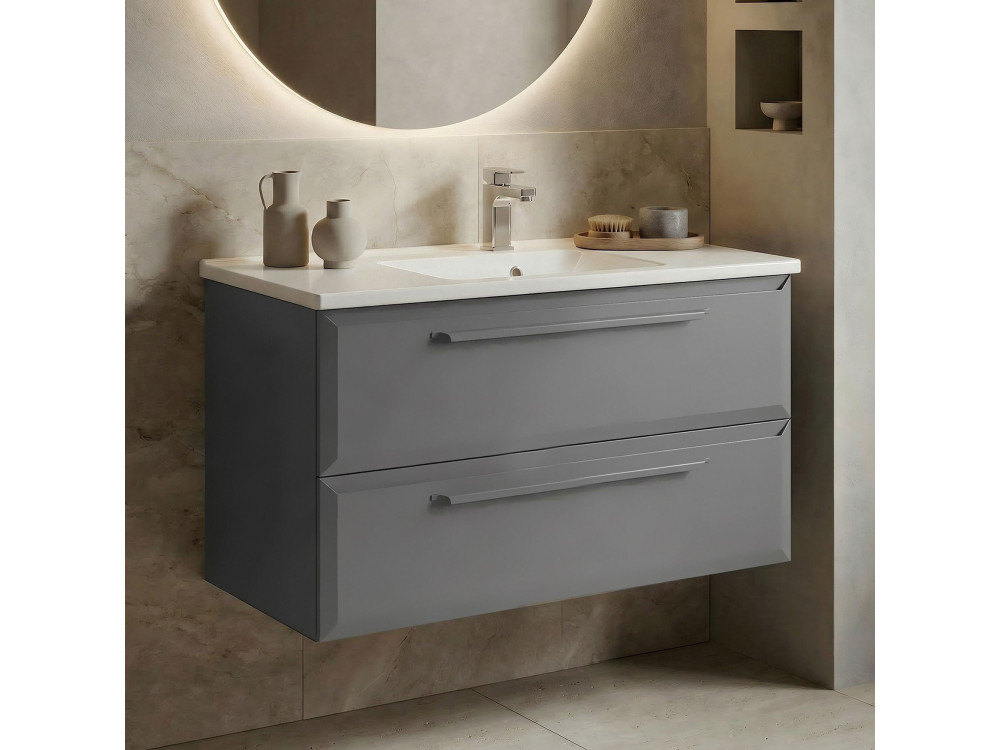 Wastafelmeubel "Nuvola 100 v2" - 100 x 50 x 62 cm - Grijs
