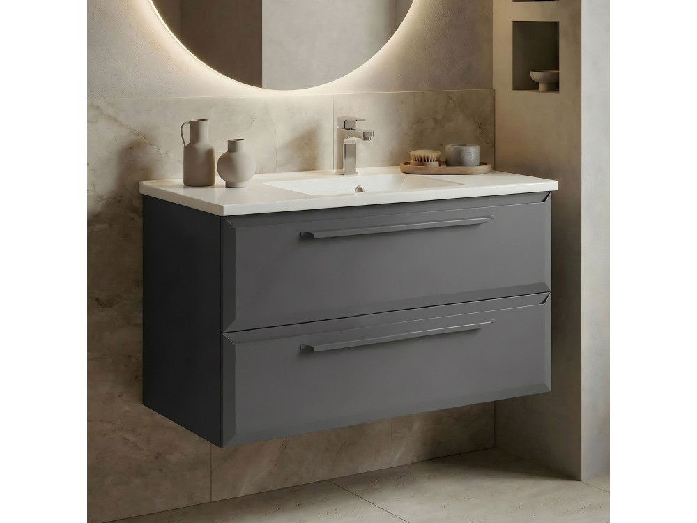 Wastafelmeubel "Nuvola 100 v2" - 100 x 50 x 62 cm - Antraciet