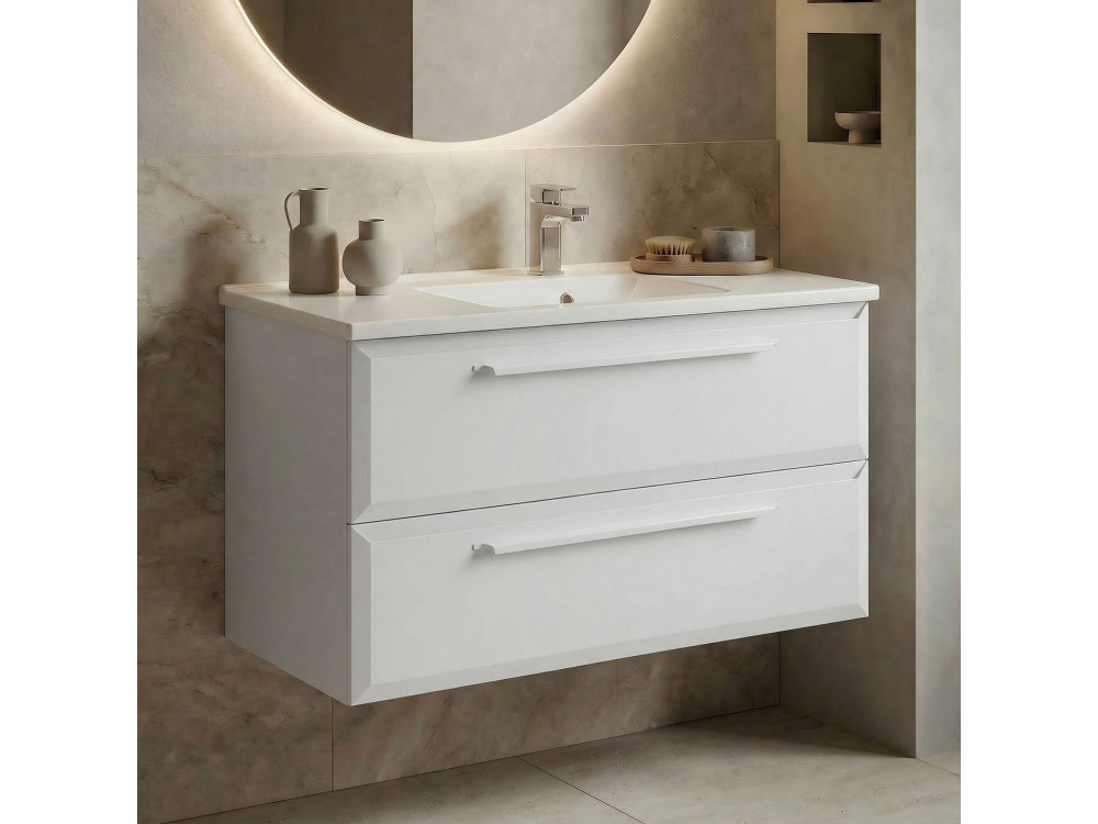 Wastafelmeubel "Nuvola 100 v2" - 100 x 50 x 62 cm - Wit