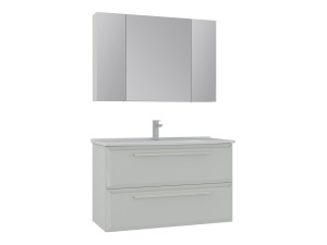 Wastafelmeubel met spiegel (2-delig) "Nuvola 100 v2" - 100 x 50 x 62 cm - Cashmere