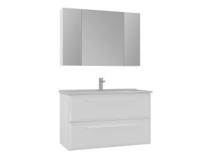 Wastafelmeubel met spiegel (2-delig) "Nuvola 100 v2" - 100 x 50 x 62 cm - Wit