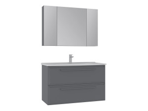 Wastafelmeubel met spiegel (2-delig) "Nuvola 100 v2" - 100 x 50 x 62 cm - Grijs
