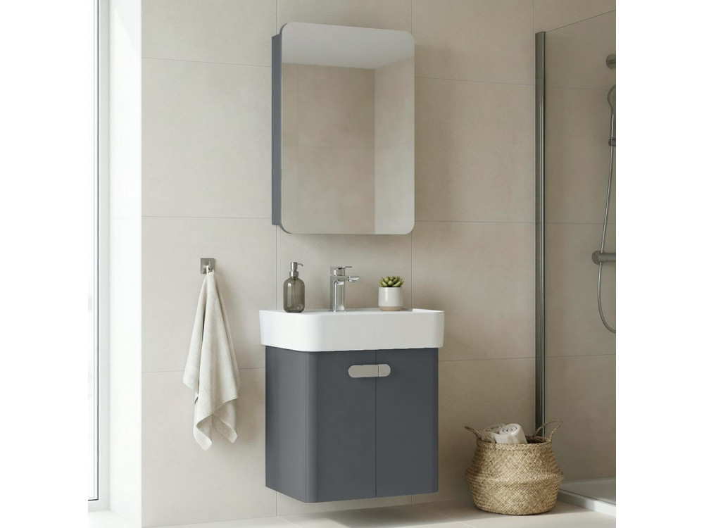 Wastafelmeubel met spiegel (2-delig) "Orbit 55" - 55 x 38 x 62 cm - Antraciet