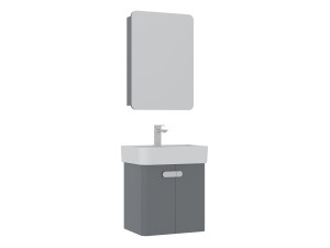 Wastafelmeubel met spiegel (2-delig) "Orbit 55" - 55 x 38 x 62 cm - Grijs