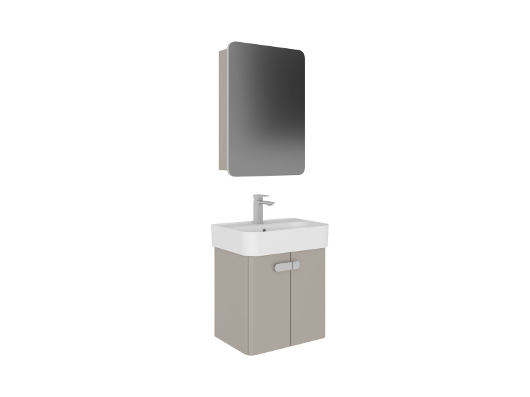 Wastafelmeubel met spiegel (2-delig) "Orbit 55" - 55 x 38 x 62 cm - Mink