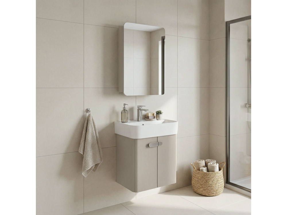 Wastafelmeubel met spiegel (2-delig) "Orbit 55" - 55 x 38 x 62 cm - Mink
