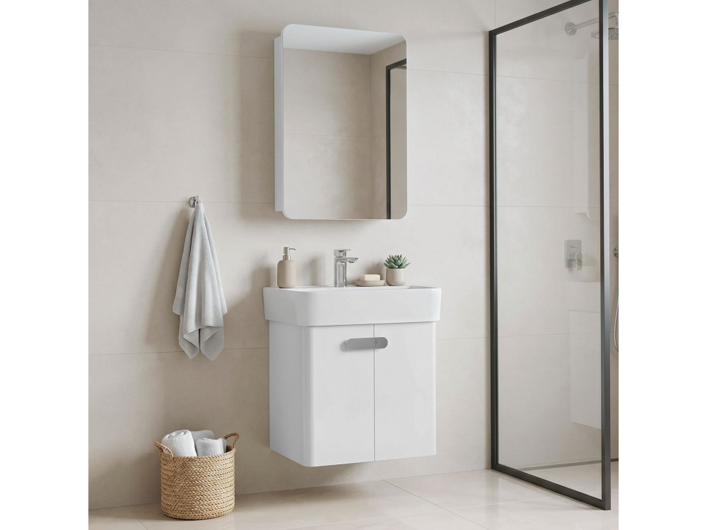 Wastafelmeubel met spiegel (2-delig) "Orbit 55" - 55 x 38 x 62 cm - Wit