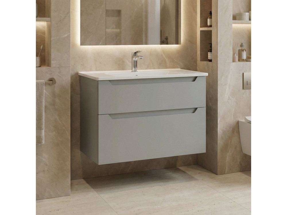 Wastafelmeubel "Messina 85 v2" - 85 x 45 x 55 cm - Matte Cashmere