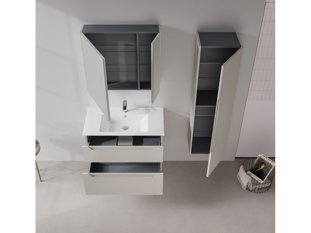 Wastafelmeubel "Messina 85 v2" - 85 x 45 x 55 cm - Matte Cashmere