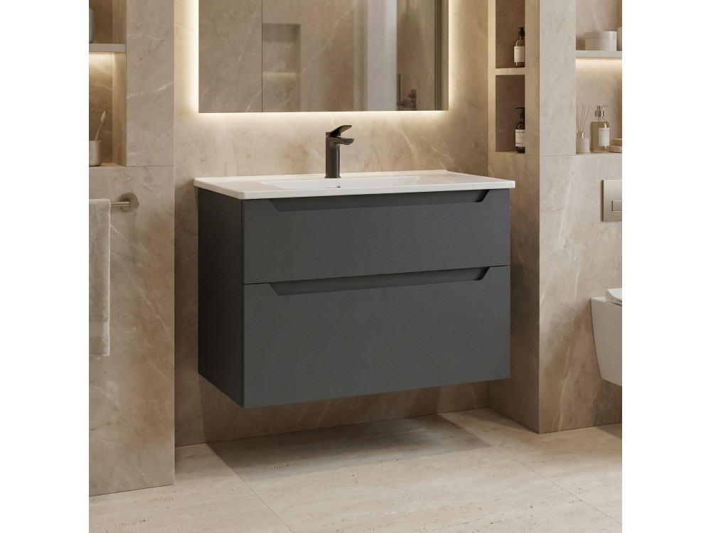 Wastafelmeubel "Messina 85 v2" - 85 x 45 x 55 cm - Mat antraciet