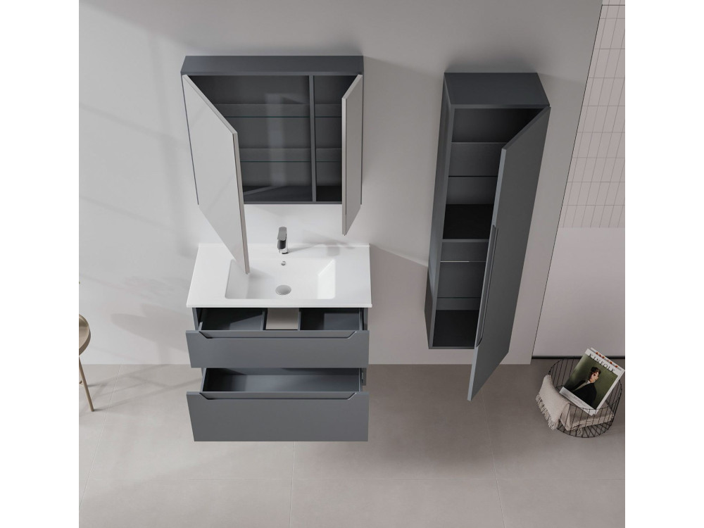 Wastafelmeubel "Messina 85 v2" - 85 x 45 x 55 cm - Mat antraciet