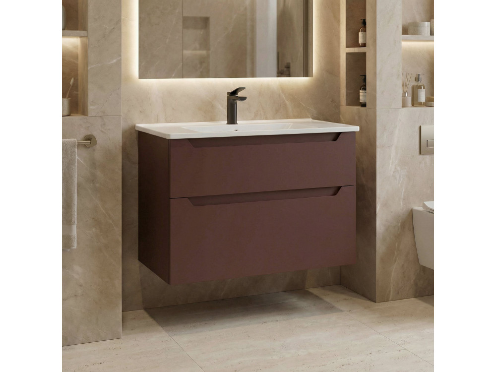 Wastafelmeubel "Messina 85 v2" - 85 x 45 x 55 cm - Matte Red