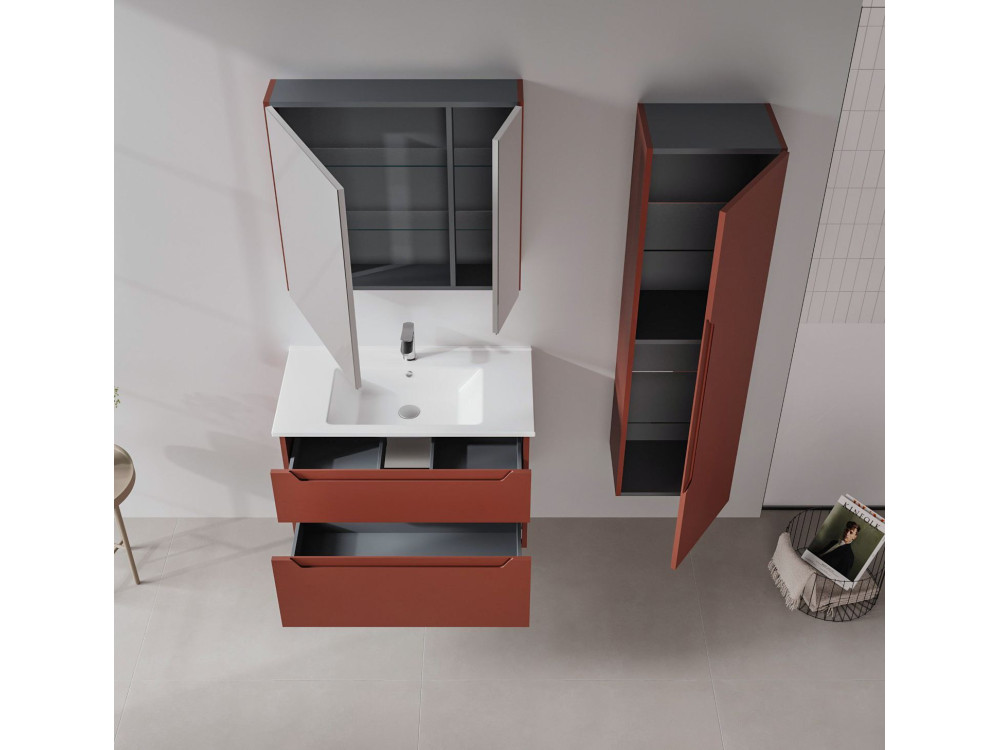 Wastafelmeubel "Messina 85 v2" - 85 x 45 x 55 cm - Matte Red