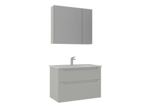Wastafelmeubel met spiegel (2-delig) "Messina 85 v2" - 85 x 45 x 55 cm - Matte Cashmere