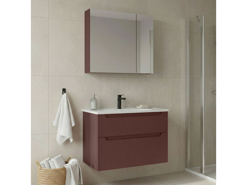 Wastafelmeubel met spiegel (2-delig) "Messina 85 v2" - 85 x 45 x 55 cm - Matrood