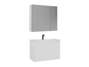 Wastafelmeubel met spiegel (2-delig) "Messina 85 v2" - 85 x 45 x 55 cm - Matwit