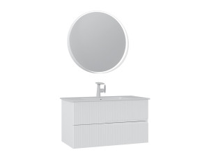 Wastafelmeubel met spiegel (2-delig) "Moonlight 90 v2" - 91 x 51 x 51 cm - Matwit