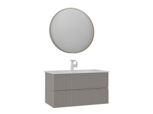 Wastafelmeubel met spiegel (2-delig) "Moonlight 90 v2" - 91 x 51 x 51 cm - Matte Mink