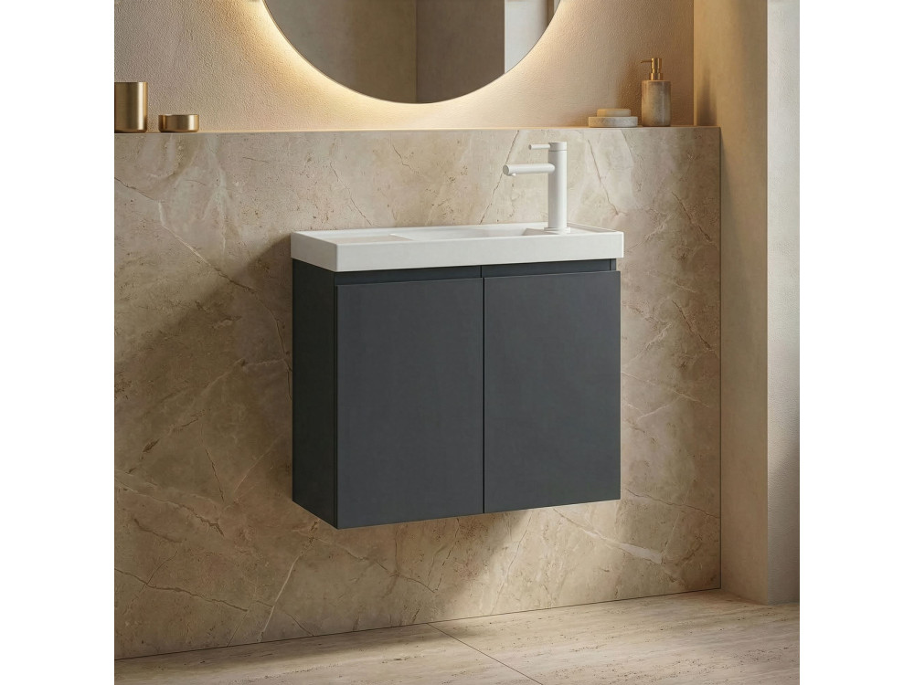 Wastafelmeubel "Ferla 60" - 60 x 22 x 50 cm - Mat antraciet